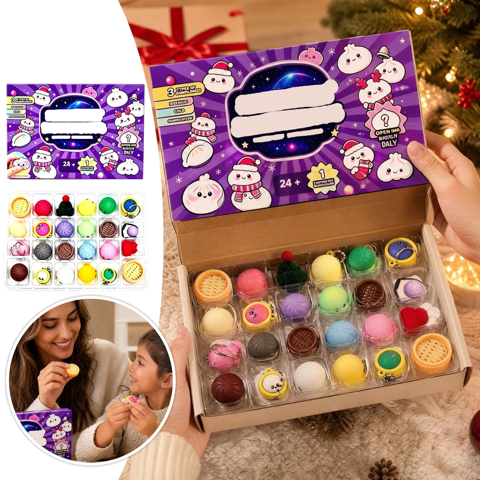 Squishy 2026 Christmas Advent Calendar with 3D Squeeze Accessories Cute Collectible Toy Set for Kids and Adults Sensory Stress Relief Gift for Holiday Countdown