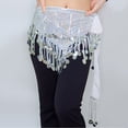 thumbnail image 3 of Toalla de cintura para mujer, estilo casual, con lentejuelas y borlas, para danza del vientre, danza india, poliéster, 3 of 5