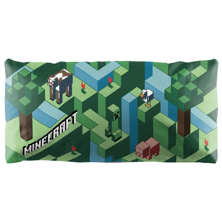 Minecraft Time to Mine Extra Large Reversible Body Pillow 48 x 20 Microfiber Green Mojang Gaming Bedding Walmart