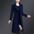 thumbnail image 4 of FUNING Women's Winter Wool Coats Warm Double-breasted Notched Lapel Jackets Midi Long Peacoat Long Sleeve Pea Coats, 4 of 7