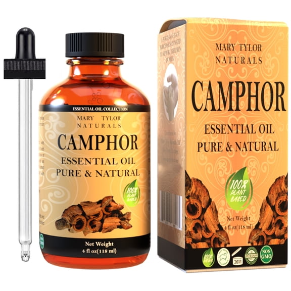 Camphor Essential Oil (4 oz), Premium Therapeutic Grade, 100% Pure and Natural, Perfect for Aromatherapy, DIY Balms, DIY Creams and Much More by Mary Tylor Naturals