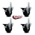 thumbnail image 2 of 3.5 Inch Hard Rubber Wheel Swivel 7/8 Inch Square Stem Caster Set with Brake SCC, 2 of 2
