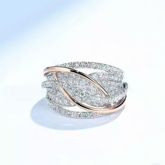 EOEMY Luxury Women Cubic Zirconia Ring 925 Silver Filled Jewelry Size 6-10-6