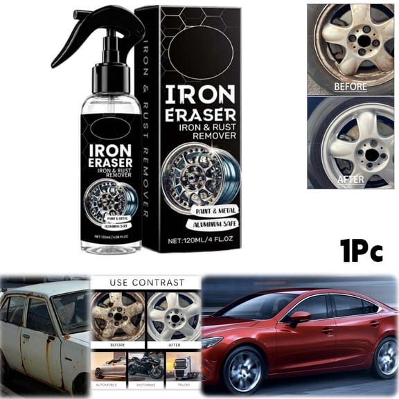 Fast Acting Iron Rust Remover Spray Brake Dust Cleaner For Car Wheels Paint Metal Surfaces Automotive Detailing 120Ml 1Pc