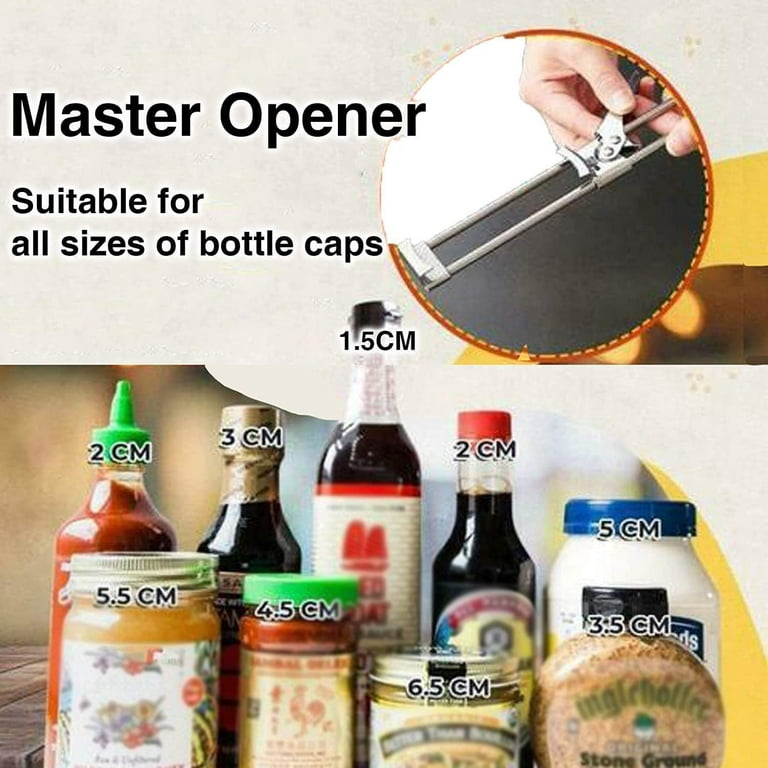 2PCS Master Jar Opener Adjustable Jar & Bottle Opener, Multifunctional  Stainless Steel Manual Can Opener Jar Lid Gripper, Easy Open Adjustable Jar