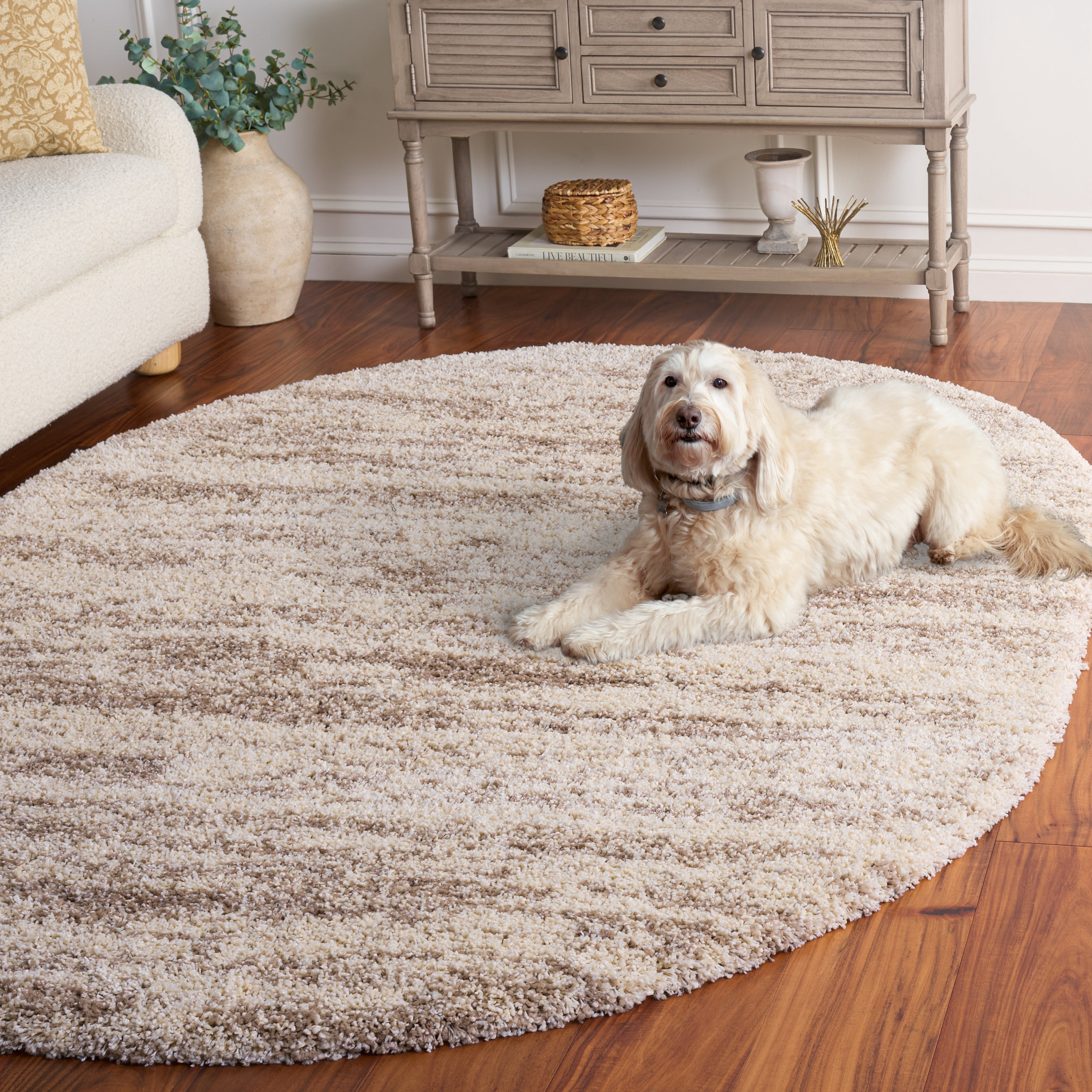 Safavieh Hudson Jack Abstract Shag Area Rug, Ivory/Beige, 8' x 10' Oval
