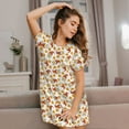 thumbnail image 3 of Fotbe Gnomes Autumn Bata de Dormir para Mujer con Estampado, Camisón de Algodón de Manga Corta, Ropa de Dormir Casual, 3 of 6