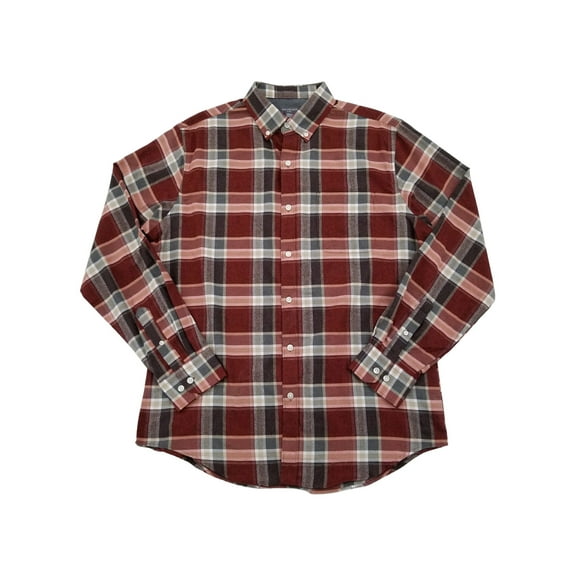 Van Heusen Mens Red & Gray Plaid Flex Non-Iron Long Sleeve Button-Down Shirt XXL