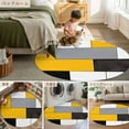 thumbnail image 6 of Yellow Grey Geometric 4ft Round Rug, Modern Black White Abstract Art Non-Skid Rubber Backing Large Area Rugs - Living Room Bedroom Home Office, Indoor Floor Mat Carpets Washable Rug, 6 of 9