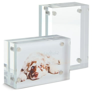 2 Pack Acrylic Picture Frames 2x3, Mini Wallet Size for Photos, Tabletop, Desktop