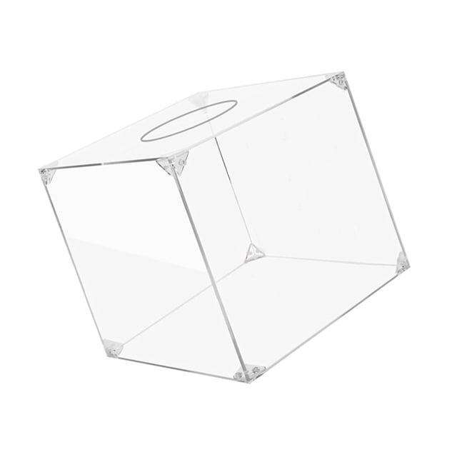 Alcancía de acrílico transparente, elegante, resistente, versátil, ligera y con forma de cerdito. 20 cm x 20 cm x 20 cm