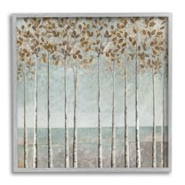 Stupell Industries Tall Birch Tree Trunks Blossoming Fall Leaves Painting Gray Framed Art Print Wall Art, Design by Cloverfield & Co.