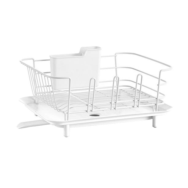 Escurridor de platos de acero inoxidable para cocina, soporte para cubiertos y cuencos. blanco