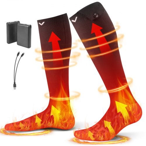 Heated Socks, 5000mAh Battery Powered, Rechargeable Heating Socks with 4 Heating Levels, Electric Heated Sock for Men Women, Foot Warmer for Hunting, Riding, Camping, Hiking, Skiing, Outdoor Work