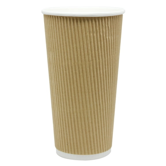 Lollicup C-KRC520 Karat Ripple Paper Hot Cup, 20 oz, Kraft (Case of 500)