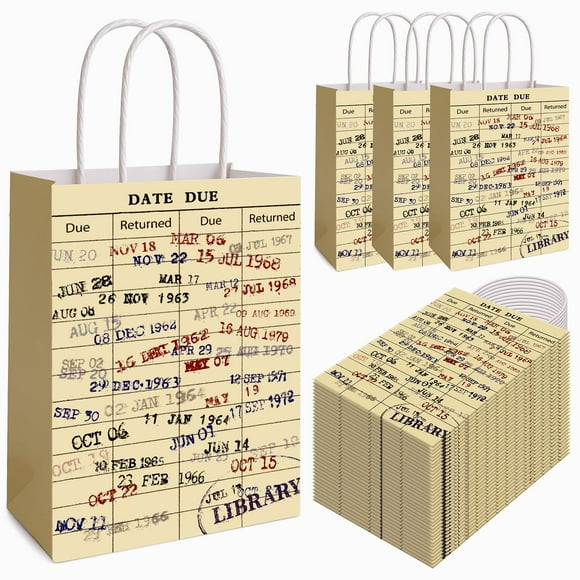 Bolsas de papel FOGWOWO Vintage Library Date Date Date Date, 36 unidades
