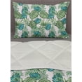 thumbnail image 3 of Vintage Botany Comforter & Sham Bedding Set, Tropical Palm Tree Leaves Pattern in Blue and Green Tones, 3 pcs Duvet Set Microfiber Filling Quilt, 5 Sizes, Pale Green Dark Seafoam, by Ambesonne, 3 of 4