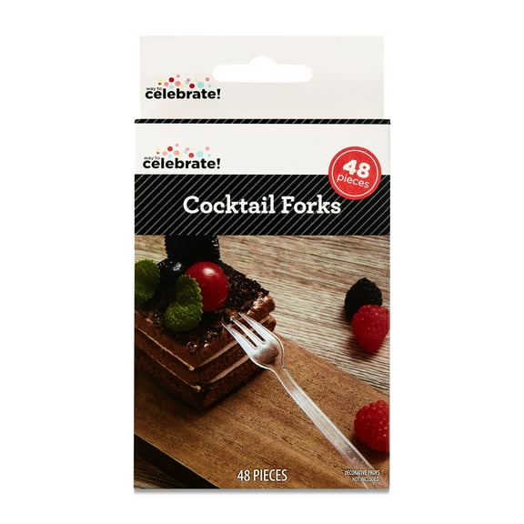 Disposable Plastic Cocktail Forks, Clear, 48 Count, by Way To Celebrate