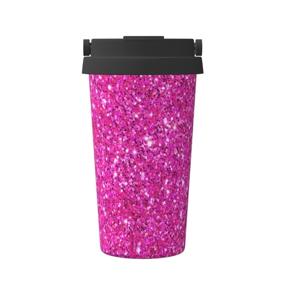 Rateoe Rose Red Glitter Pattern Travel Coffee Mug Tumbler with Flip Lid | Reusable Insulated Stainless Steel Cold Brew Iced Coffee Cup Thermos
