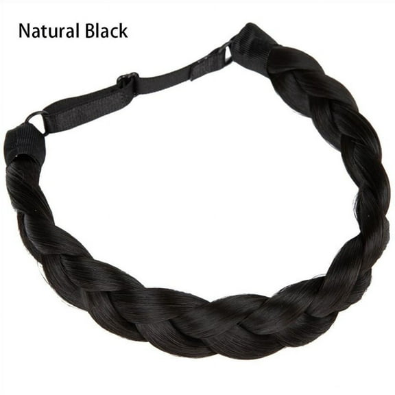 XmhyTop Timeless Wide Braided Headband, Adjustable Elastic Band, Soft Synthetic Hair, Versatile Styling Women's Fashion Beauty Accessory,Natural Black