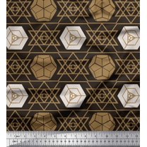 Soimoi Brown Cotton Duck Fabric Geometrical Star Geometric Print Fabric by the Yard 42 Inch Wide