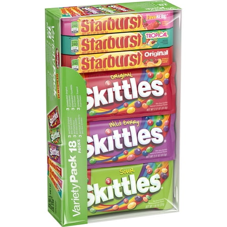 Skittles & Starburst Candy Variety Pack, 18 Single Packs
