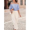 thumbnail image 5 of SHEWIN Womens Tops Summer Short Sleeve Off the Shoulder Shirts Casual Spring Cute Dressy Pleated Puff Sleeve Blouses, 5 of 10