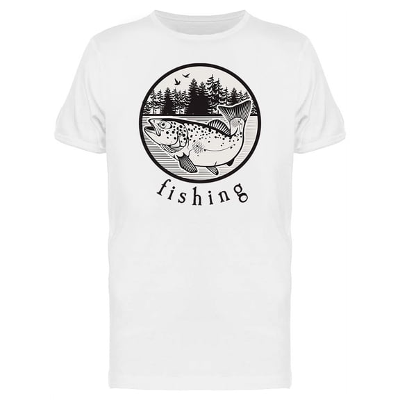 Smartprints Mens Graphic Tee - Fishing Theme Logo - Regular Fit 100% Cotton