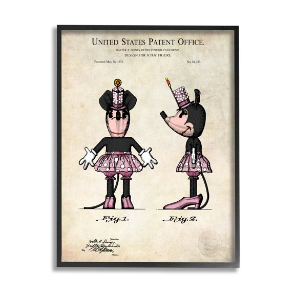 Stupell Industries Mouse Character Figure Diagram Graphic Art Black Framed Art Print Wall Art, Design by Karl Hronek