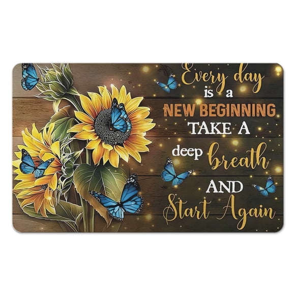 20x32 in Bathroom Rug & Shower Curtain Set in Sunflower Decor - Farmhouse Style Inspirational Floral Design to Enhance Your Bathroom Aesthetics!