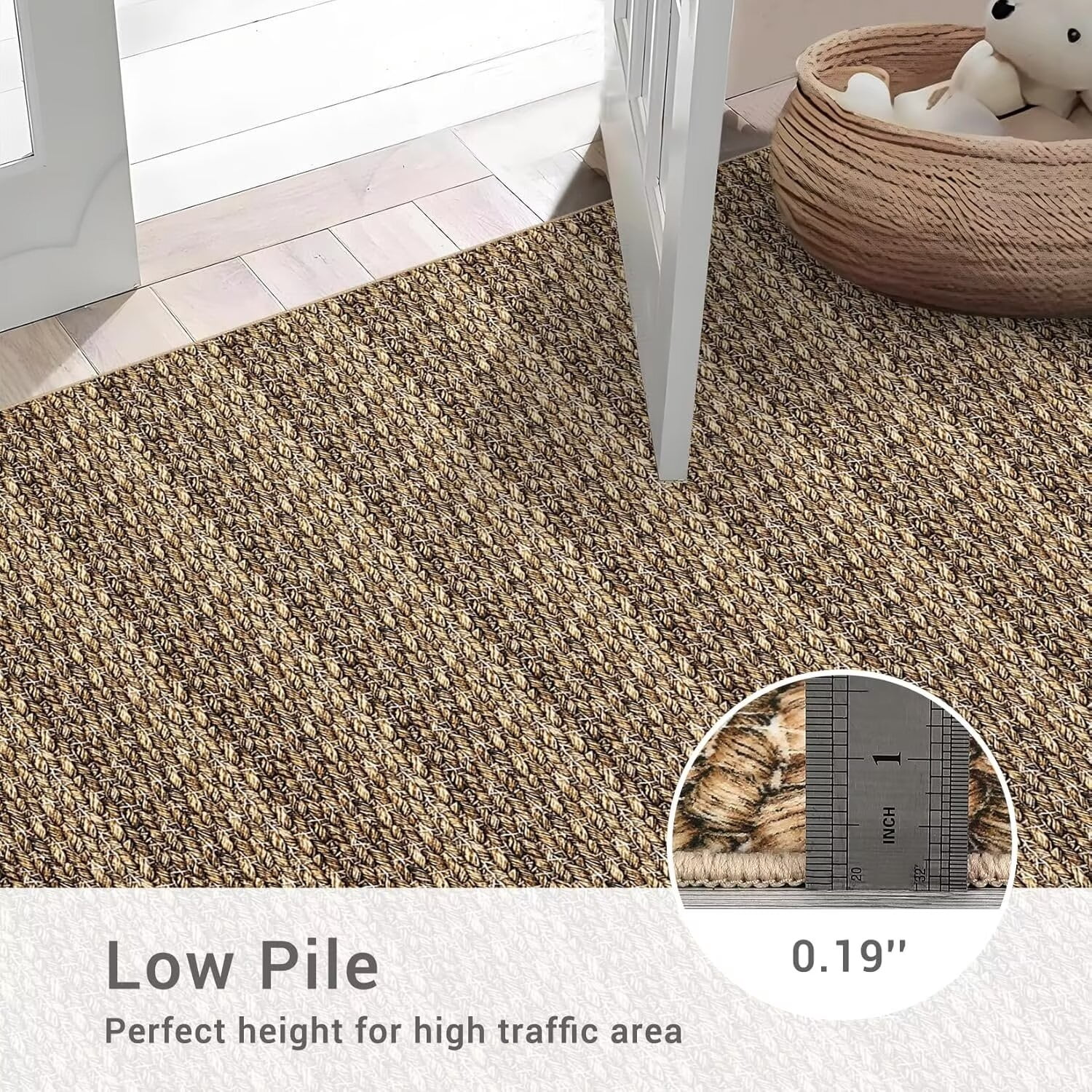 Hasoo Rugs for Living Room 8' x 10' Washable Area Rug Non Slip Accent Rug Modern Solid Print Carpet Rug Low Pile Throw Rug for Bedroom, Brown