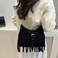 thumbnail image 4 of Luvior Womenâs Vintage Motorcycle Fringe Buckle Crossbody Bag â Leather Shoulder Purse with Adjustable Strap for Commuting and Casual Outings Black, 4 of 4