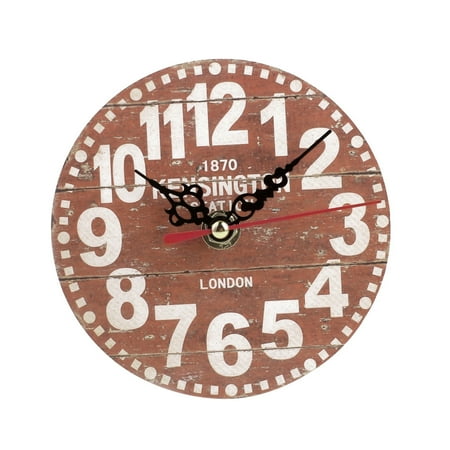 KITTEHIGM Wall Clock Vintage Style Silent Antique Wood Wall Clock Rustic Wall-Mount Timepiece for Home Kitchen Office Decor Non-ticking Quartz Movement Easy-to-Read Dial