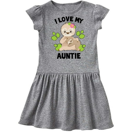 

Inktastic Cute Sloth I Love My Auntie with Green Leaves Gift Toddler Girl Dress