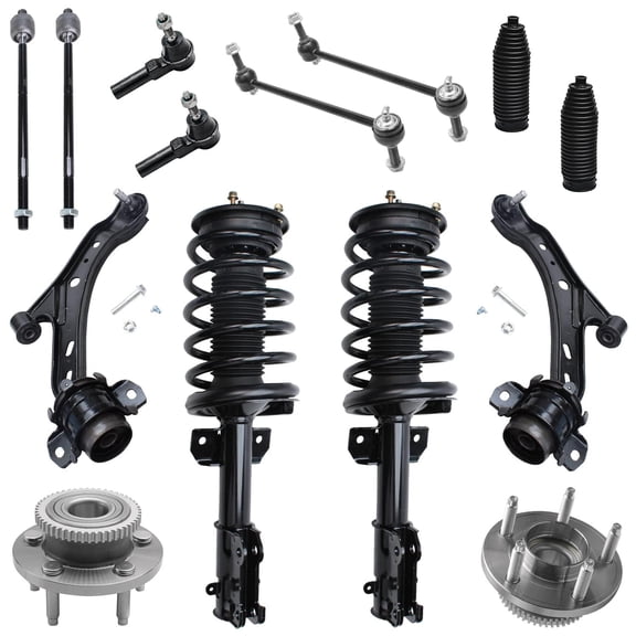 Detroit Axle - 14pc Front End Suspension Kit for 2005-2010 Ford Mustang, Struts Lower Control Arms Wheel Bearing Hubs Sway Bars Tie Rods Boots 2006 2007 2008 2009