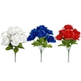 thumbnail image 2 of Leutsin Red White and Blue Flowers, Artificial Mixed Patriotic Flower Silk Bouquet for Memorial 4th of July Independence Day Centerpiece Table Home Decor Cemetery Grave Decorations (D), 2 of 9