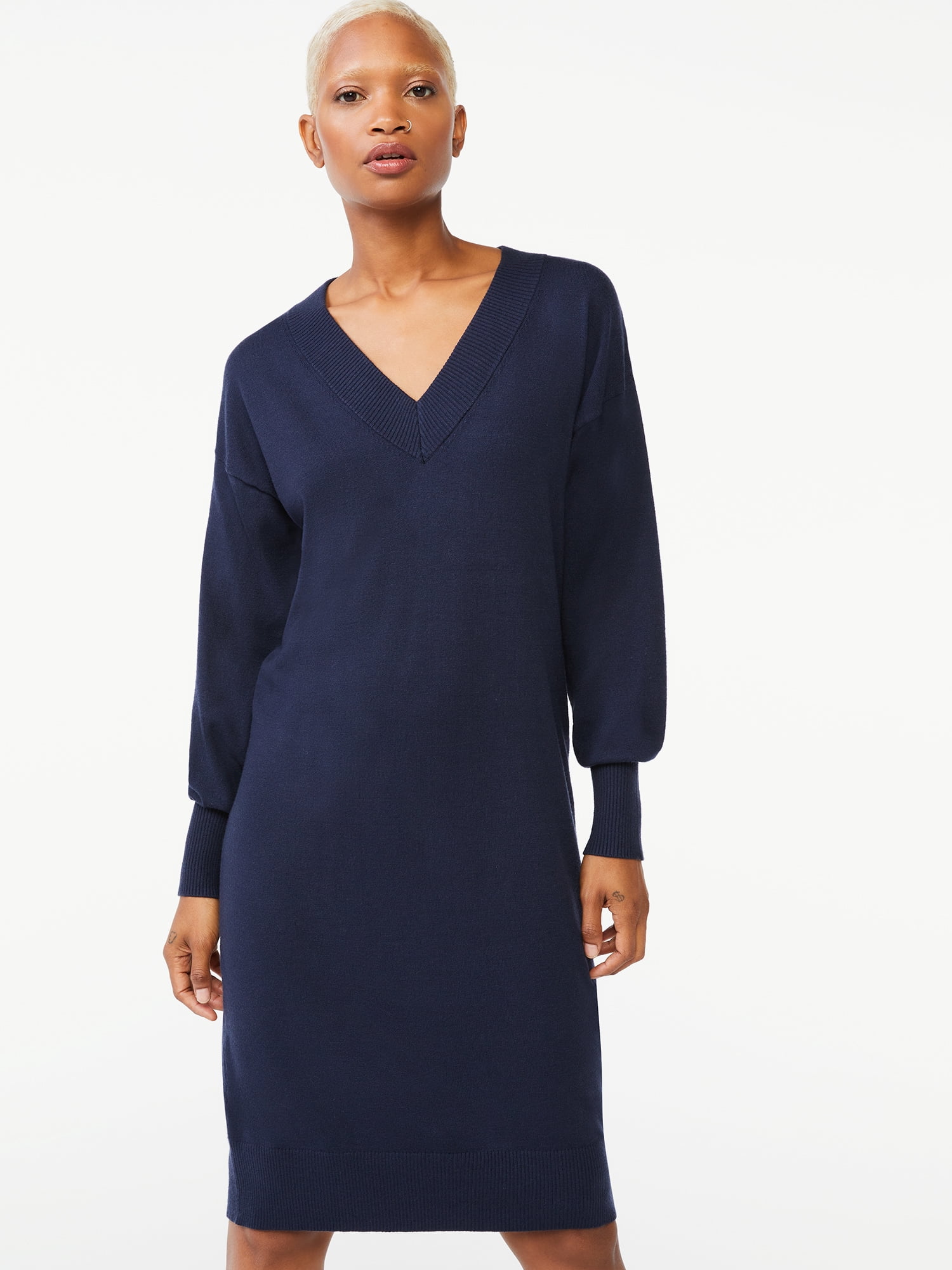 V-Neck Sweater Dress - Walmart 
