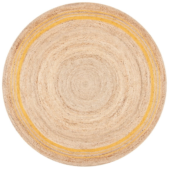 SAFAVIEH Natural Fiber Malandra Geometric Area Rug, Beige/Gold, 7' x 7' Round