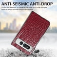 thumbnail image 4 of SaniMore for Google Pixel Fold 7.6" 2023 Case, Crocodile Texture PU Leather ull Protection with Tempered Glass Screen Protector Wear-resistant Vintage Folding Shell Shockproof Drop-resistant, Red, 4 of 8