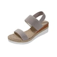 thumbnail image 4 of Domuza Women’s Platform Espadrille Wedge Sandals Comfortable Open Toe Elastic Ankle Strap Slip on Comfy Low Wedge Sandals For Ladies Dressy Summer Shoes Gray 6.5（EU-37）, 4 of 4