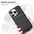 thumbnail image 2 of Dteck Detachable Back Cover for iPhone 16 Pro with Card Holder, Magnetic Wallet Pocket Carbon Fiber Texture PU Leather Slim Phone Case, Black, 2 of 12