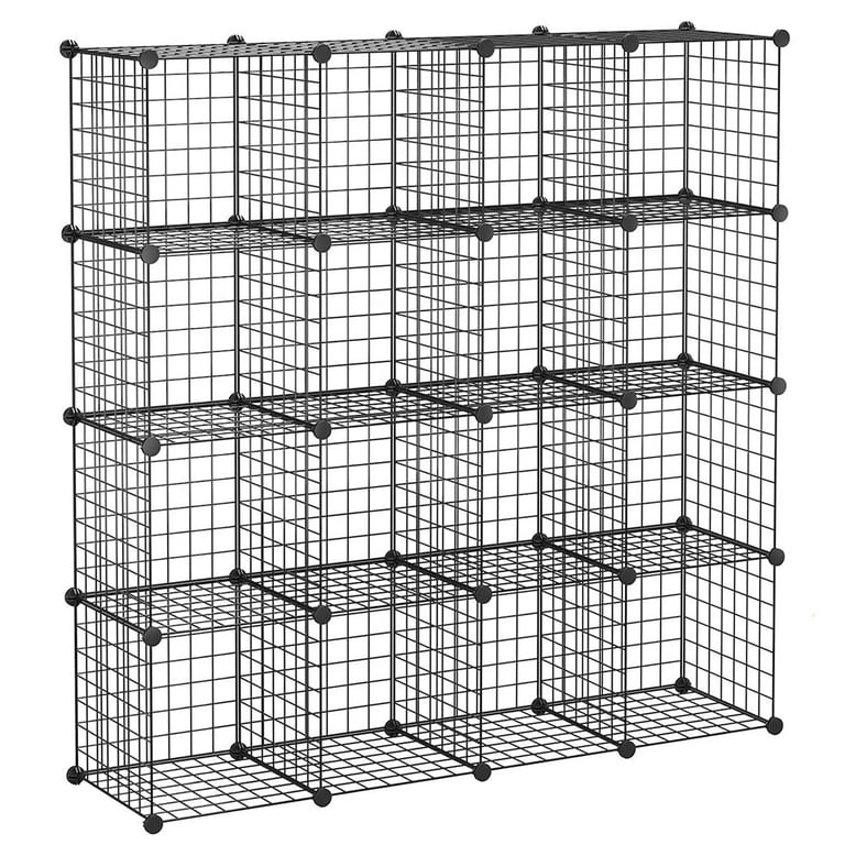 2 Piece Storage Wire Stackable Cube Set, Easy Assemble Metal