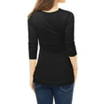 thumbnail image 5 of INSPIRE CHIC Women's Saint Patrick's Day Cowl Neck Buttons Decor Long Sleeves Ruched Top Black 2XL, 5 of 5