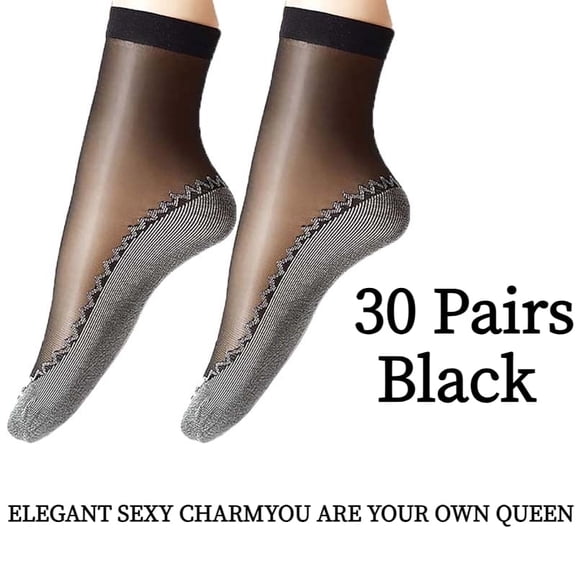 30 Pairs Sheer Socks Women, Nylon Socks for Women Sheer Ankle Sock Women Ankle Stockings Silk Sock w/Reinforced Bottom and Toe