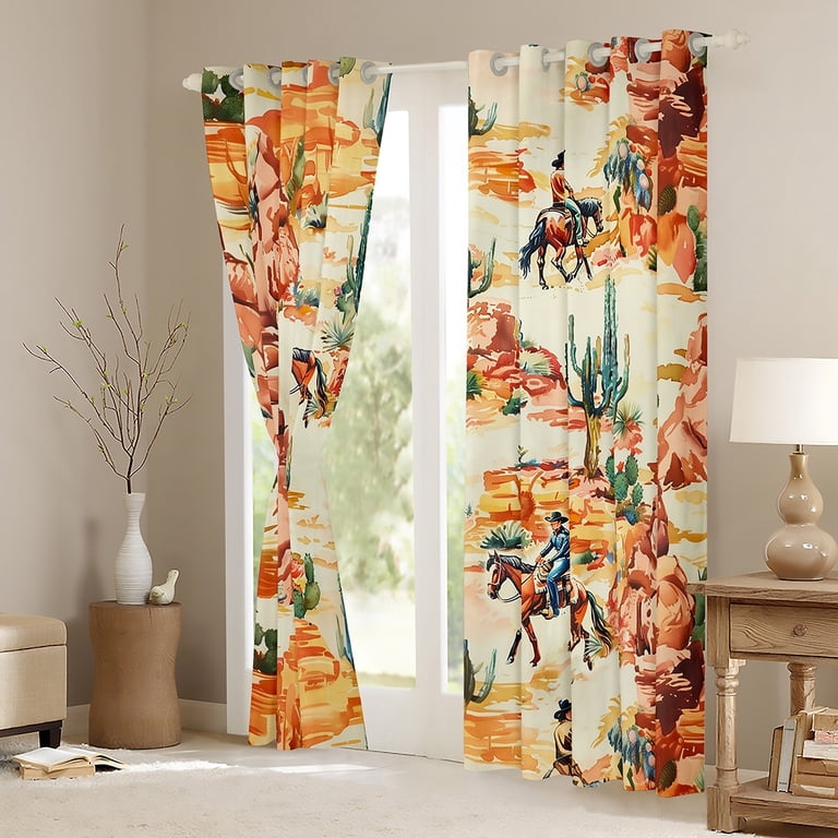 Homewish Western Cowboy Black Out Curtains for Boys Girls,Botanical Cactus  Curtains Pack of 2 (42x63 Each),Exotic Style Bedroom Curtains,Ultra Soft  Home Decor - Walmart.com