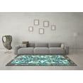thumbnail image 3 of Ahgly Company Indoor Square Medallion Light Blue Traditional Area Rugs, 6' Square, 3 of 4