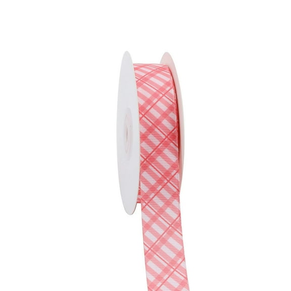 LaRibbons Pink Plaid Grosgrain Ribbon