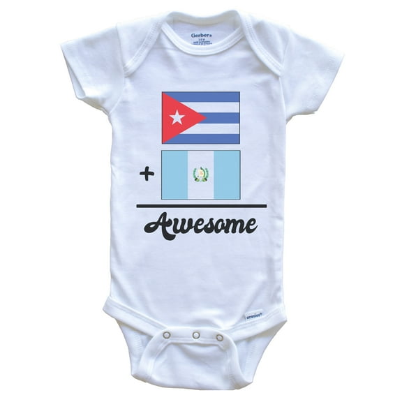 Cuba Plus Guatemala Equals Awesome Cute Cuban Guatemalan Flags Baby Bodysuit, 0-3 months white