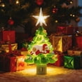 thumbnail image 5 of Christmas Tree Night Light, Plugin Green Christmas Tree Lights with Cute Dog, Vintage Hand Painted Hallway Nightlight with Multicolored Mini Home Decor, Gifts for Kids Women Men!, 5 of 8