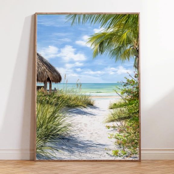 Fort Myers Florida Tropical Seaside Beach Wall Art, Unframed Paper Print Size 8x12